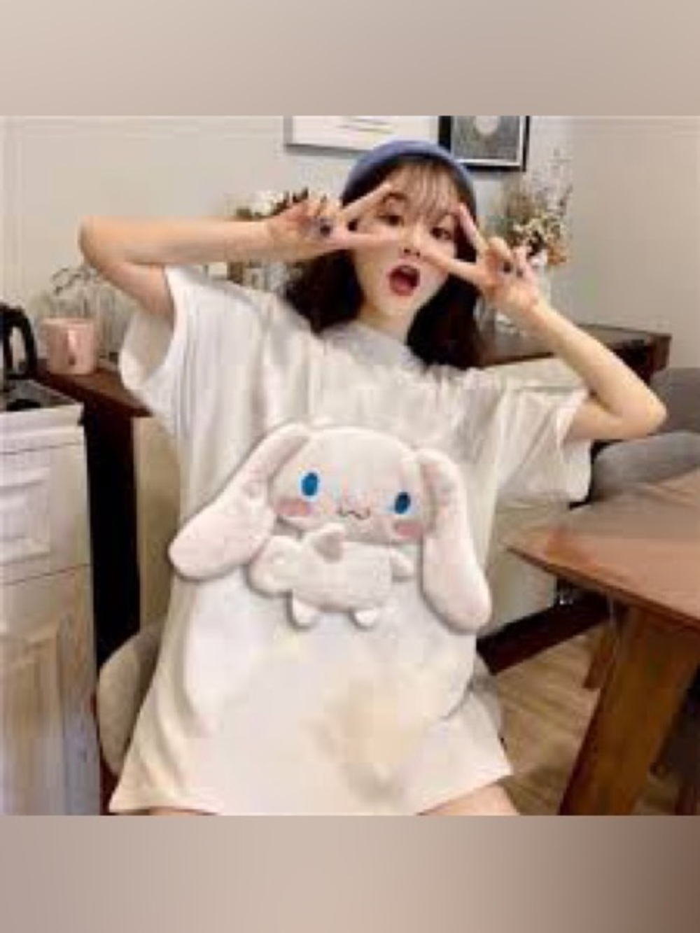 Sanrio Cinnamoroll 3D Fleece Plush Oversized Tshirt